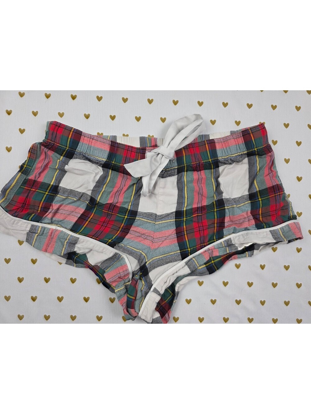 Victorias Secret Plaid Tie Front Small  Sleep Shorts Boxers Pajama Bottoms